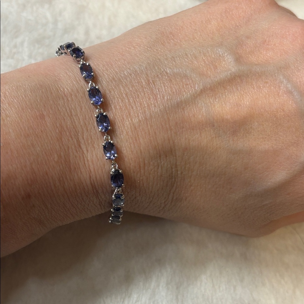 Genuine Iolite Tennis Bracelet 925 Sterling Silver 7.10 CTW - Picture 4 of 7